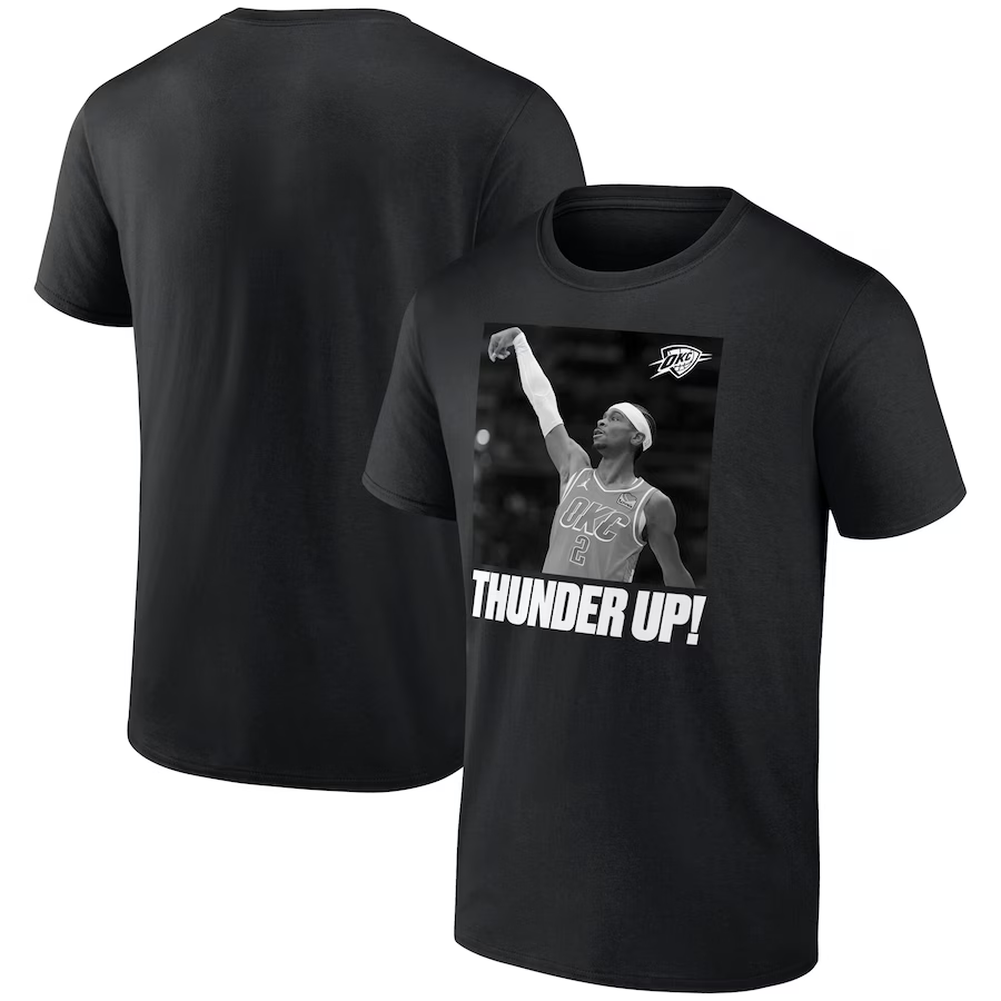Men's Oklahoma City Thunder Shai Gilgeous-Alexander Black 2025 Finals Champions Celebration T-Shirt